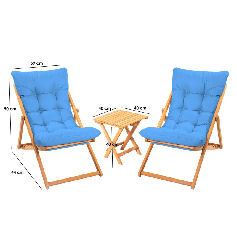 Garden Table & Chairs Set (3 Pieces) My005 - Blue Blue
Natural