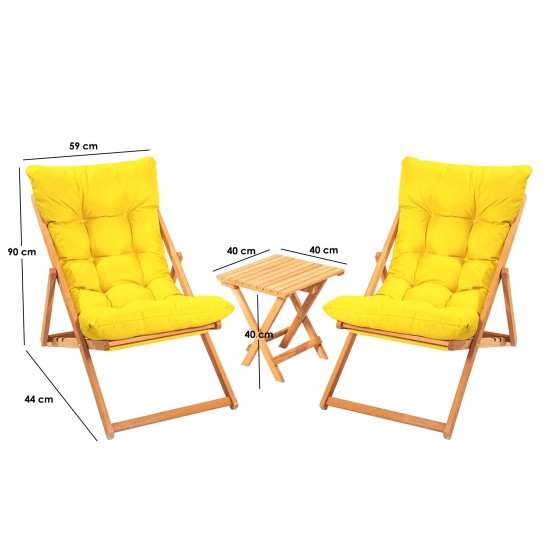 Garden Table & Chairs Set (3 Pieces) My005 - Yellow Yellow
Natural