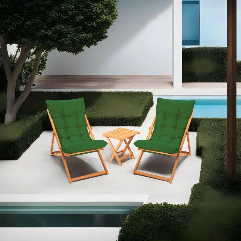 Garden Table & Chairs Set (3 Pieces) My005 - Green Green 
Natural