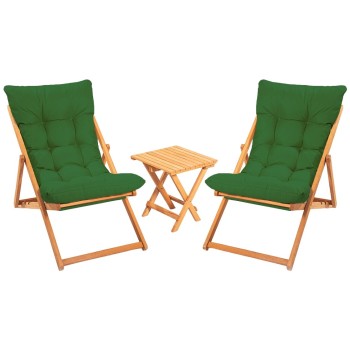 Garden Table & Chairs Set (3 Pieces) My005 - Green Green 
Natural