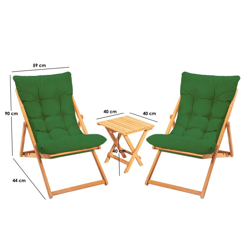 Garden Table & Chairs Set (3 Pieces) My005 - Green Green 
Natural