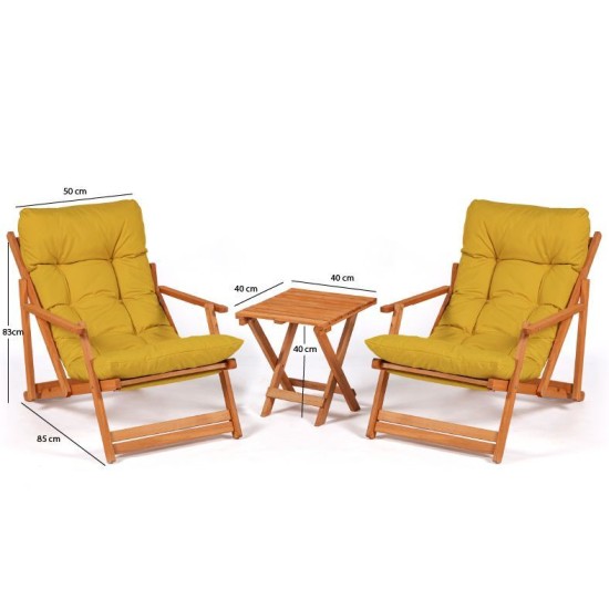 Garden Table & Chairs Set (3 Pieces) My007 - Yellow Yellow
Natural