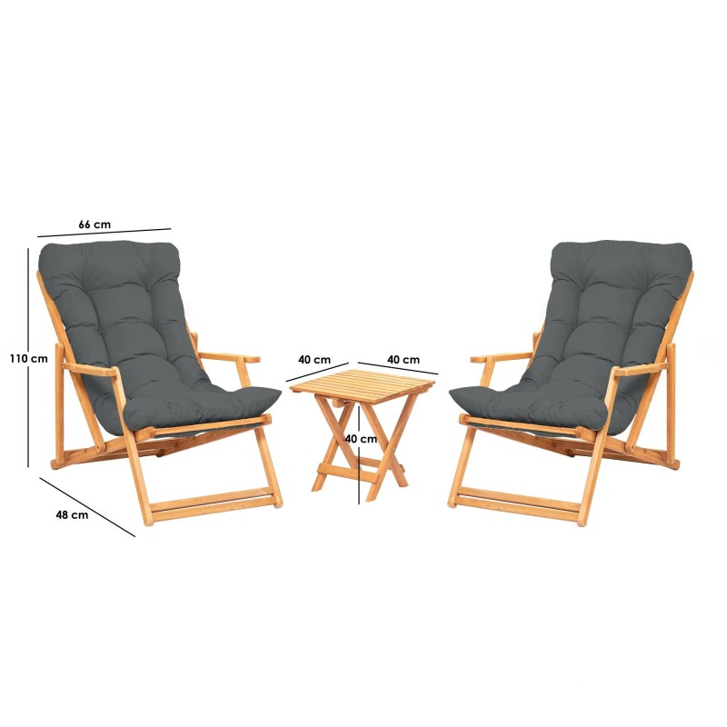 Garden Table & Chairs Set (3 Pieces) My007 - Grey Grey
Natural