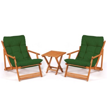 Garden Table & Chairs Set (3 Pieces) My007 - Green Green 
Natural