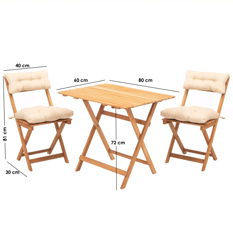 Garden Table & Chairs Set (3 Pieces) My003A Natural
Cream