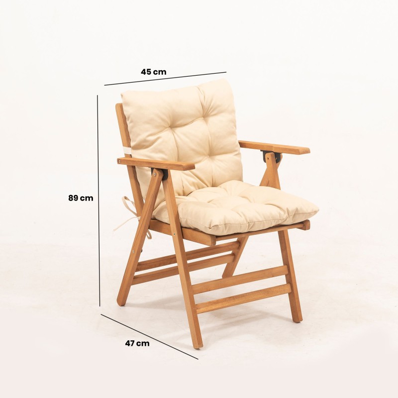 Σετ Τραπεζαρίας Κήπου (5 Τεμάχια) My009 - Karla - Χρώμα Φυσικό Οξιάς Cream