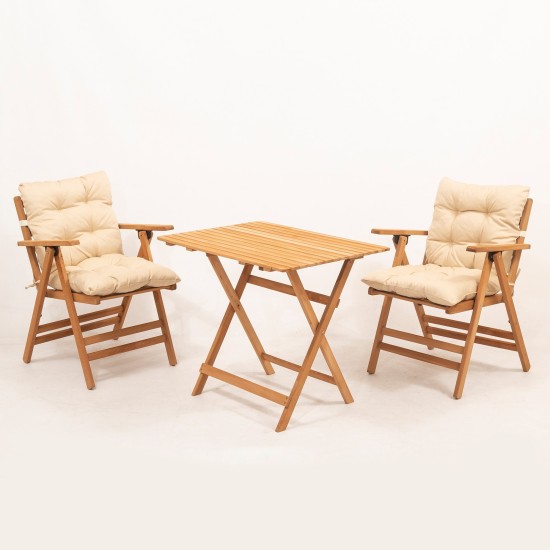 Garden Table & Chairs Set (3 Pieces) My025 Natural
Cream