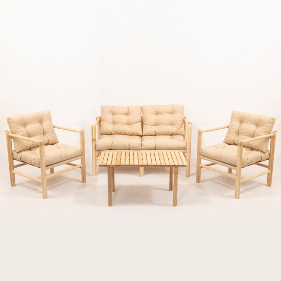 Garden Table & Chairs Set (4 Pieces) My028 Natural
Cream