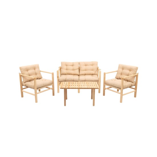 Garden Table & Chairs Set (4 Pieces) My028 Natural
Cream
