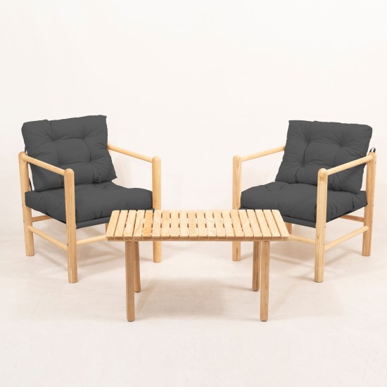 Garden Table & Chairs Set (3 Pieces) MYG02 - Anthracite Anthracite