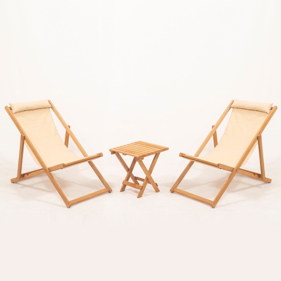 Garden Table & Chairs Set (3 Pieces) MYN03 Cream