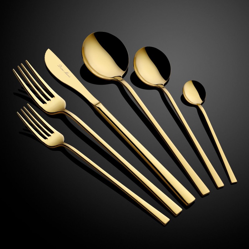 Cutlery Set (36 Pieces) Ella Titanium - Gold Gold