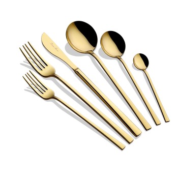 Cutlery Set (36 Pieces) Ella Titanium - Gold Gold