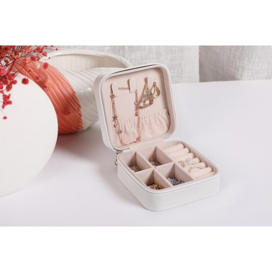 PU Leather Jewellery Box White White Aberto Design PU Leather Jewellery Box White White