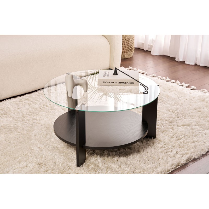 Coffee Table Clara - Wood Black, Transparent Wood Black
Transparent