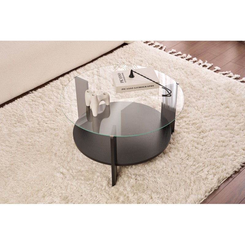Coffee Table Clara - Wood Black, Transparent Wood Black
Transparent