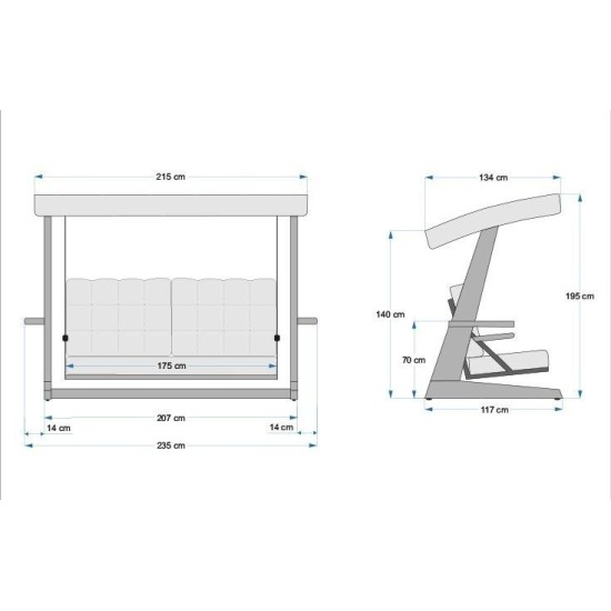 Garden Triple Swing Chair Sia 2400 - Anthracite Anthracite Garden Triple Swing Chair Sia 2400 - Anthracite Anthracite