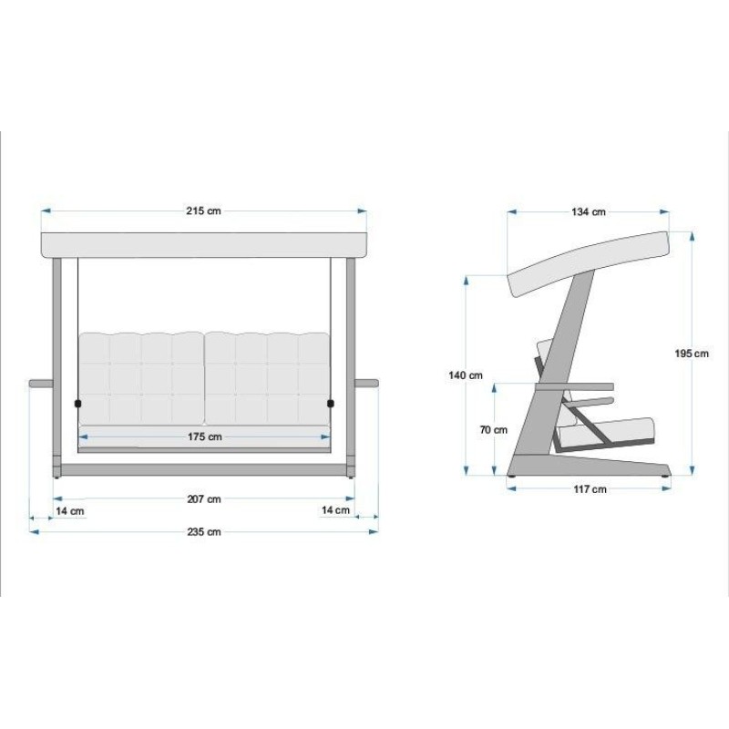 Garden Triple Swing Chair Sia 2400 - Anthracite Anthracite