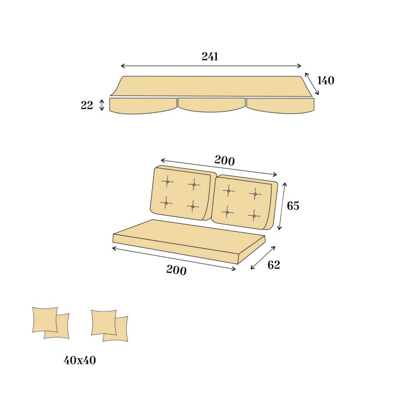 Garden Triple Swing Chair Luna Deluxe 2600 - Beige Beige