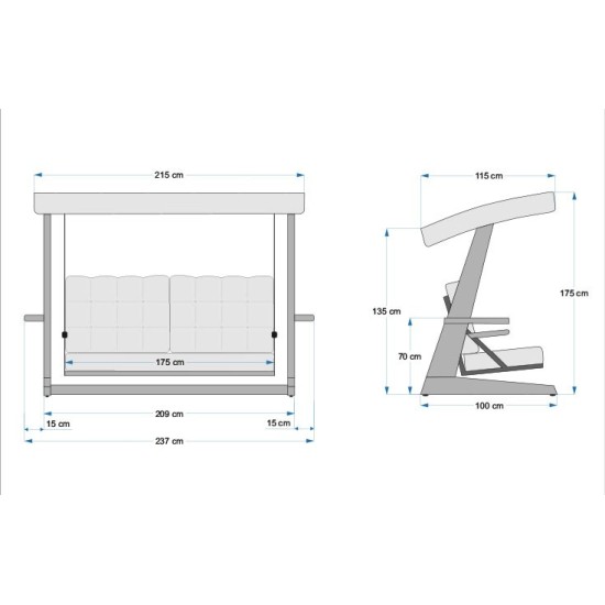 Garden Triple Swing Chair Viva 2400 - Anthracite Anthracite Garden Triple Swing Chair Viva 2400 - Anthracite Anthracite