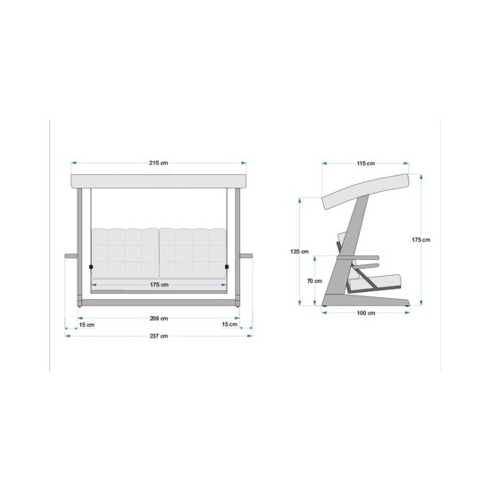 Garden Triple Swing Chair Viva 2400 - Beige Beige Garden Triple Swing Chair Viva 2400 - Beige Beige