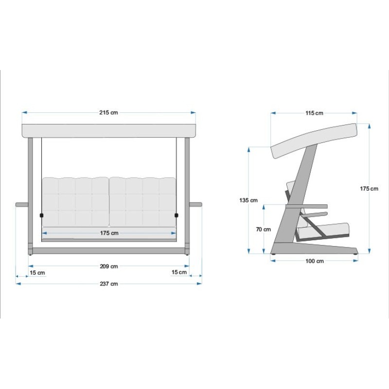 Garden Triple Swing Chair Viva 2400 - Beige Beige