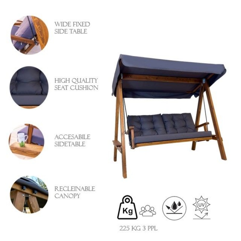 Garden Double Swing Chair Pera 2000 - Anthracite Anthracite