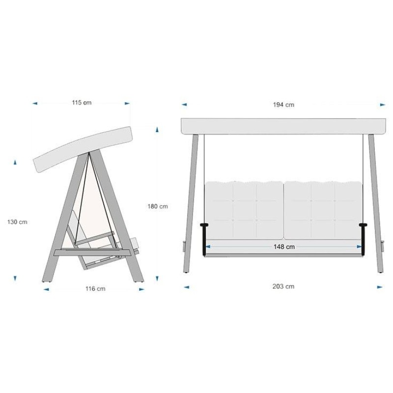 Garden Double Swing Chair Pera 2000 - Anthracite Anthracite