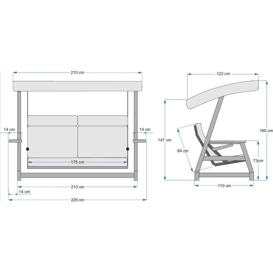 Garden Triple Swing Chair Nova 2400 - Anthracite Anthracite Garden Triple Swing Chair Nova 2400 - Anthracite Anthracite
