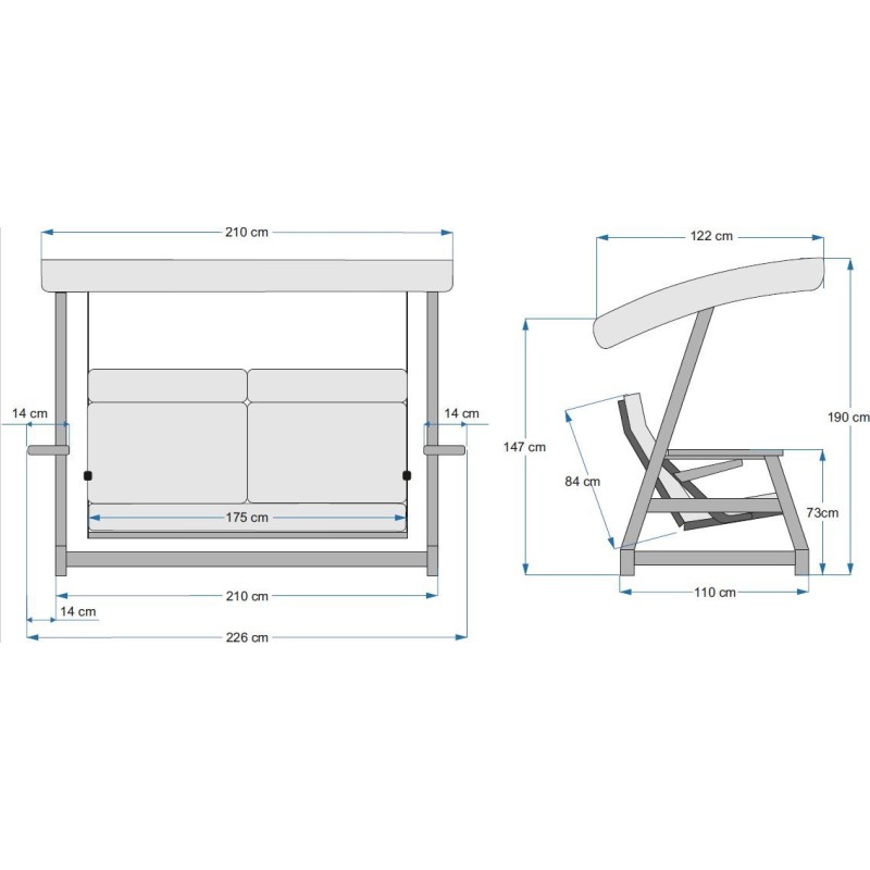 Garden Triple Swing Chair Nova 2400 - Anthracite Anthracite