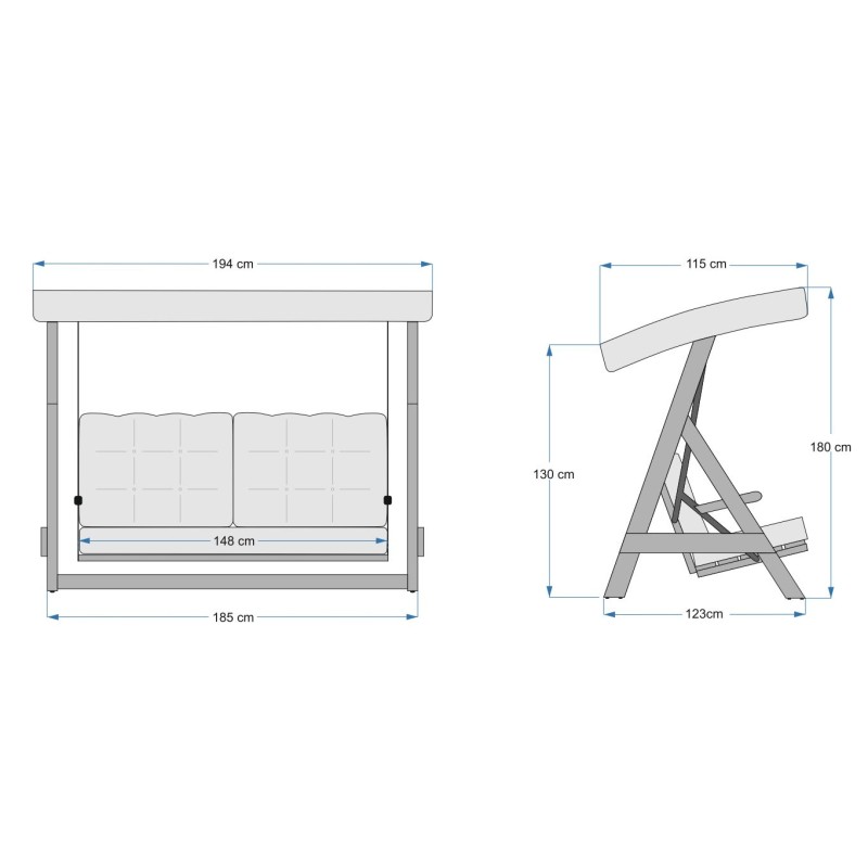Garden Triple Swing Chair Paris 2000 - Beige Beige