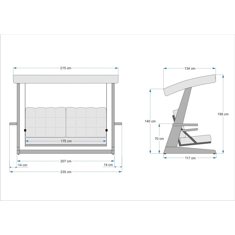 Garden Triple Swing Chair Sia 2400 - Beige Beige