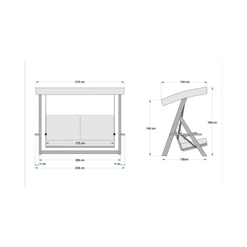 Garden Triple Swing Chair Lyon 2400 -Anthracite Anthracite