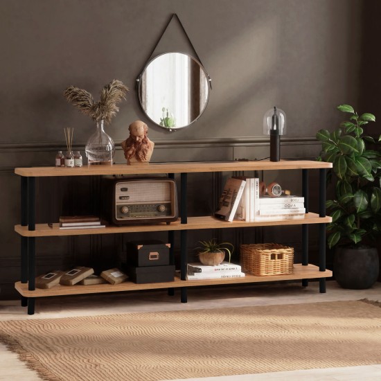 Βιβλιοθήκη - Zen - Χρώμα Atlantic Πεύκο & Μαύρο - 180x35x75εκ Βιβλιοθήκη - Zen - Χρώμα Atlantic Πεύκο & Μαύρο - 180x35x75εκ