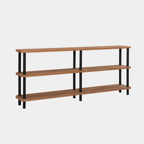 Βιβλιοθήκη - Zen - Χρώμα Atlantic Πεύκο & Μαύρο - 180x35x75εκ Βιβλιοθήκη - Zen - Χρώμα Atlantic Πεύκο & Μαύρο - 180x35x75εκ