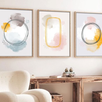 Decorative Framed MDF Painting (3 Pieces) Huhu125 - 70 x 50 Multicolor