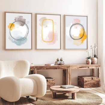 Decorative Framed MDF Painting (3 Pieces) Huhu125 - 70 x 50 Multicolor