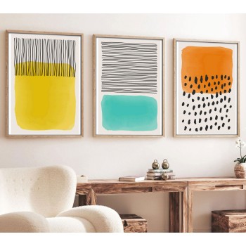 Decorative Framed MDF Painting (3 Pieces) Huhu136 - 70 x 50 Multicolor