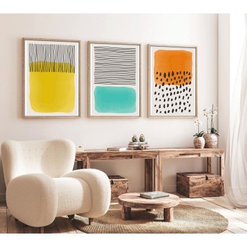 Decorative Framed MDF Painting (3 Pieces) Huhu136 - 70 x 50 Multicolor
