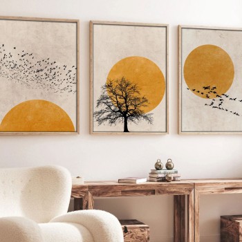 Decorative Framed MDF Painting (3 Pieces) Huhu147 - 50 x 70 Multicolor