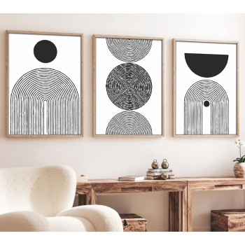 Decorative Framed MDF Painting (3 Pieces) Huhu163 - 50 x 70 Multicolor