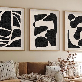 Decorative Framed MDF Painting (3 Pieces) Huhu201 - 50 x 70 Multicolor