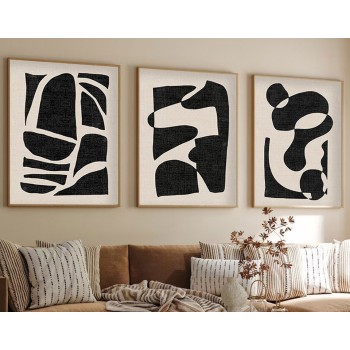 Decorative Framed MDF Painting (3 Pieces) Huhu201 - 50 x 70 Multicolor