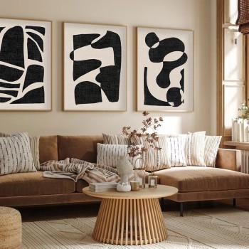 Decorative Framed MDF Painting (3 Pieces) Huhu201 - 50 x 70 Multicolor