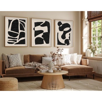 Decorative Framed MDF Painting (3 Pieces) Huhu201 - 50 x 70 Multicolor