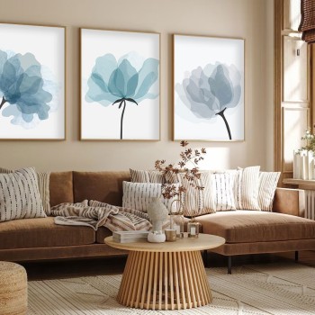 Decorative Framed MDF Painting (3 Pieces) Huhu206 - 50 x 70 Multicolor