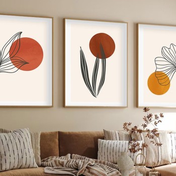 Decorative Framed MDF Painting (3 Pieces) Huhu215 - 50 x 70 Multicolor