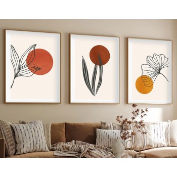 Decorative Framed MDF Painting (3 Pieces) Huhu215 - 50 x 70 Multicolor