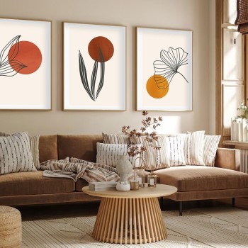 Decorative Framed MDF Painting (3 Pieces) Huhu215 - 50 x 70 Multicolor