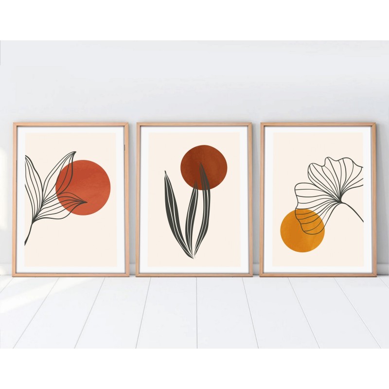 Wallxpert Decorative Framed MDF Painting (3 Pieces) Huhu215 - 50 x 70 Multicolor